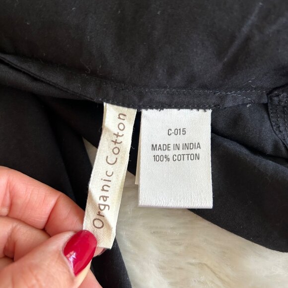 Anokhi Casual Elastic Waist Black Organic Cotton Relaxed Cropped Pants Small - Picture 7 of 8